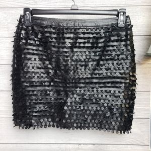 Soprano‎ Vegan Leather Dot Fringe Mini Skirt Women's Medium